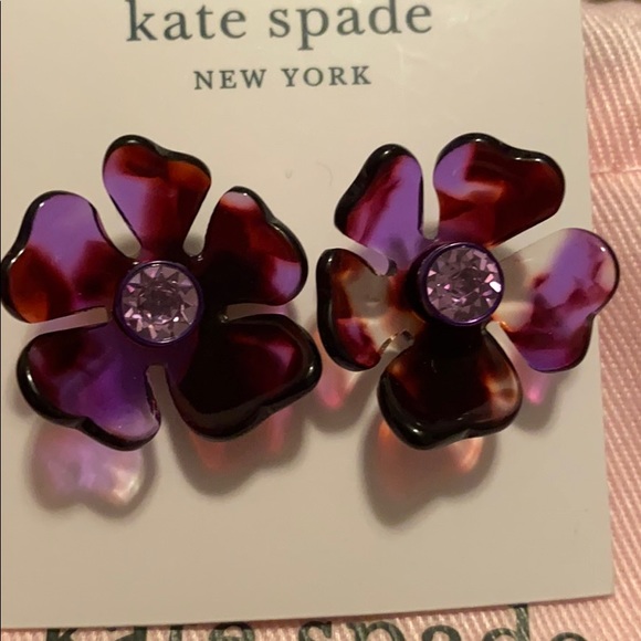 NWT! Kate Spade “Petal Pushers” earrings. Purple - Picture 2 of 10
